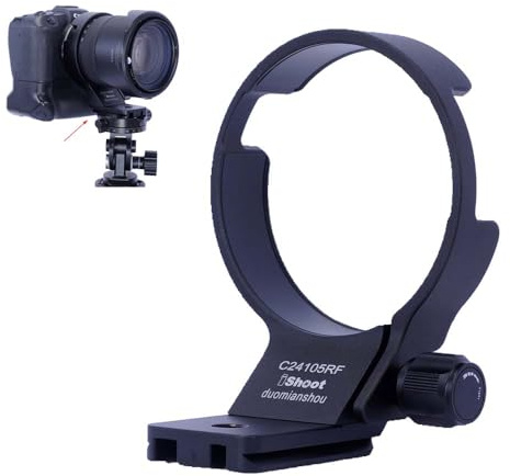iShoot Lens Collar Tripod Mount Ring Compatible with Canon RF 24-105mm F4L is USM, Lens Support Holder Bracket Bottom is Arca-Swiss Fit Camera Quick Release Plate for Arca Clamp &Stabilizer