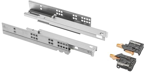GTV - Unterflurführungen 1 Paar Schubladenauszüge mit Soft Close System - Schubladenschienen Selbsteinzug - Modern Slide mit Dämpfung, Vollauszug, 600 mm, Belastbar bis 35 Kg
