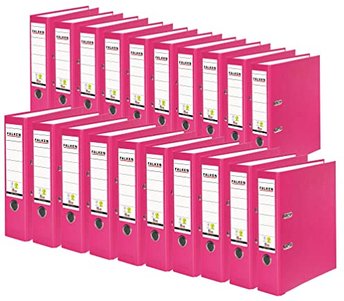 Exacompta FALKEN 11286747007F - Raccoglitore a leva in polipropilene vegano, adatto per documenti A4, dorso 80 mm, etichetta dorso, foro in metallo, confezione da 20, colore: rosa