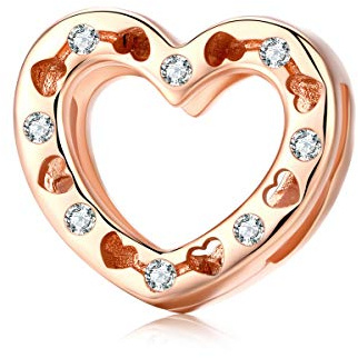 NewL Echtes 925 Sterling Silber Amour Herz Charm für Frauen Reflexion Armband Mädchen Rose Gold Schmuck