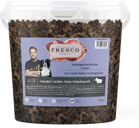 FRESCO Dog Martin Rütter Trainingsknöchelchen Lamm 1kg | getreidefreie & zuckerfreie Leckerlis für Hunde | aus frischem Fleisch | 100% frische Zutaten | für Belohnung, Training und als Snack