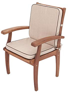 PillowPrim Sesselauflage für Niedriglehner- Kissen für Sessel, Gartenliege- Sitz abmessung - 49x47 cm - Hoher Rücken 52 cm - Gartenkissen Polster - Beige