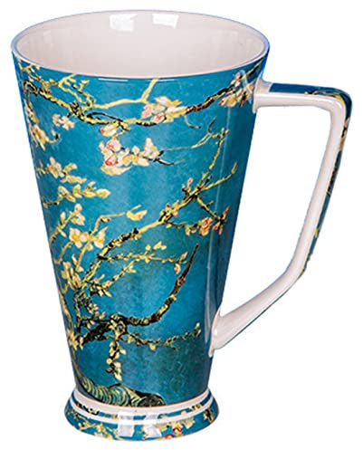 Eplze YBK Tech Bone China Teacup, 19oz Large Coffee Mug for Tea Lover and Art Lover- Van Gogh Oil Painting Series (Apricot Flower)