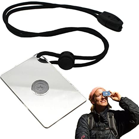 delr Miroir de sauvetage | Miroir de signalisation fluorescent pour l'extérieur, fluorescent intégré, accessoires de camping, technologies de survie pour bateau, kayak, randonnée, randonnée