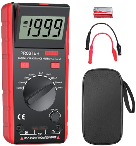 Proster Digitales Kapazitätsmessgerät 200pF-20mF Messgerät Kondensator Handmultimeter Tester für Anfänger mit drehbarer LCD-Anzeige
