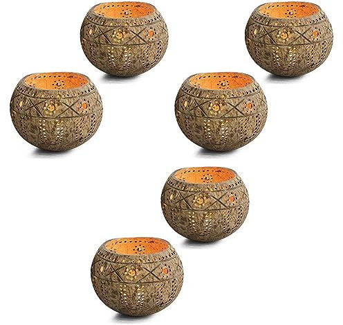 Niniang 3X Vela Cuenco de cáscara de nuez, candelabros, candelabros de cáscara de nuez hecho a mano para portavelas pilares, cuenco de almacenamiento