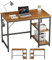 JOISCOPE Schreibtisch, Computertisch, Bürotisch, mit doppelten umkehrbaren Seitenablagen und Kopfhörerhaken für Heimbüros, Firmenstudio, kleine Räume, 100x60cm, aus Altholz