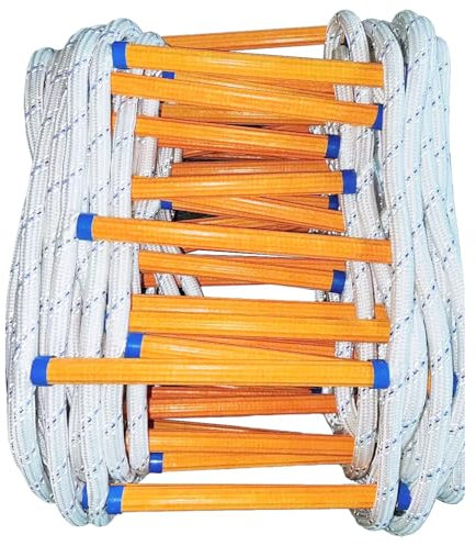 Meidansini Échelle en corde ignifuge 10 m, échelle de sécurité, difficilement inflammable, avec mousquetons, échelle de secours, échelle de secours, échelle de secours, échelle en corde pour