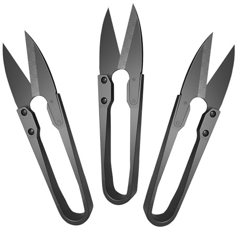 3 piezas tijeras de costura,pinza de cortar,Cincel Costura,Pequeño Tijeras de Costura,hilo de coser de metal con mango en U Cortador de alambre(mango de ABS negro)