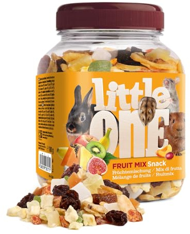 Little One Fruit Mix | 180 g | Alimento complementare per roditori e conigli nani | Con frutta secca come banana, ananas, uvetta, cocco e altro ancora