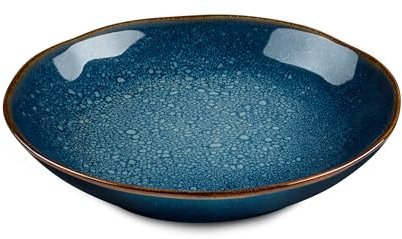 Médard de Noblat - Assiette salade et pâtes - D20.5 cm et 50 cl - Vertigo Denim - Grès - Lot de 6 - Bleu