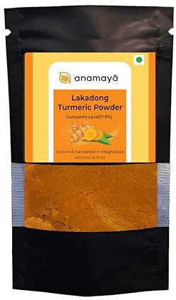 Lakadong Turmeric Powder 400gms | Ground Turmeric with 7 to 9% Curcumin Content | Packed in a reusable jar | Sourced from Jaintia Hills of Meghalaya