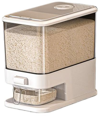Rice Dispenser, Cereal Grain Snack Storage Container Bucket with Press Spout & Measuring Cup, Kitchen Household Airtight Holder for Cereal, Corn, Grain/11.5x7x11