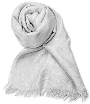 MAPIMANIA - Estolas para bodas mujer con lurex 195 x 90 cm Plateado-Plateado, chal boda para vestidos de fiesta mujer elegantes, pashmina boda de verano