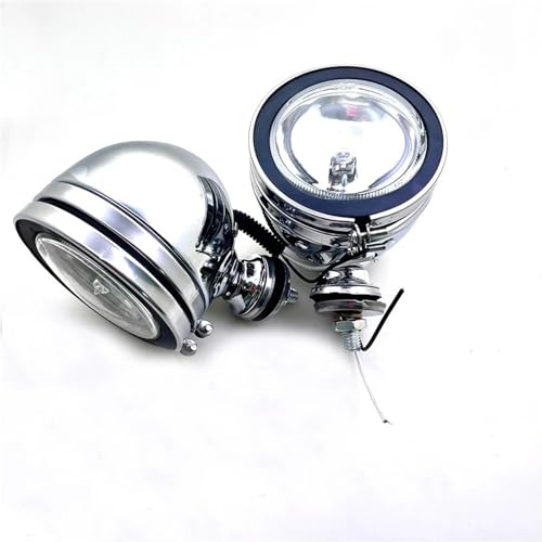 NCTPICLC Antibrouillard Phare Moto Vintage Métal Chromé Avec Revêtement Gauche Droit Feu Antibrouillard Accessoire D'équipement