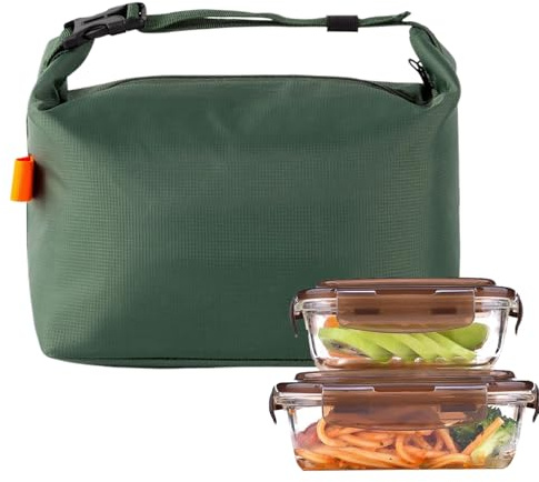Genérico Bolsa para Almuerzo Aislada - Caja Térmica Impermeable con Aislamiento Térmico | Porta Contenedores Plegable Antifugas para Trabajo Acampada Picnic Oficina Escuela