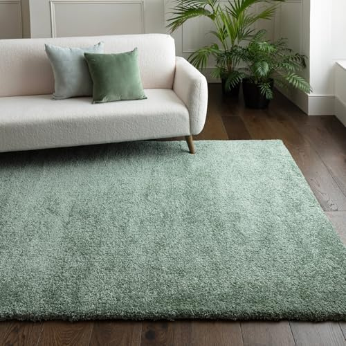 Lord of Rugs Modern Shaggy Rug Ultra Soft, Cozy, Plush, Densely Woven High Pile Carpet for Living Room & Bedroom Area Rug Sage Green, X-Large 200 x 290 cm (6'7x9'6)