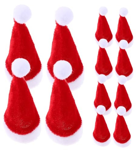 LALADEFIEE Miniatyr Julhattar för Vinflaskor och Leksaksdekorationer Festliga Mini Santa Caps för Julgran och DIY Hållbara Mini Xmas Hattar Julpartyaccessoarer
