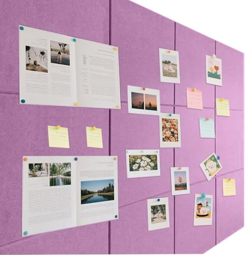 Anslagstavla stor självhäftande 90 x 120 cm – 12 stycken dekorativ anslagstavla av filt 30 x 30 cm Memo Boards Bulletin Board väggdekoration vikbar fotopanel,