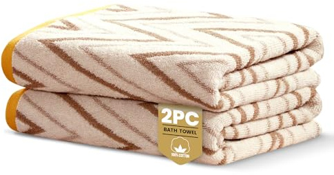 Rapport Home Helix Bath Towels 2-Pack | Natural | 70x120cm | 100% Cotton 500gsm | Oeko-Tex Made in Green & BCI Certified