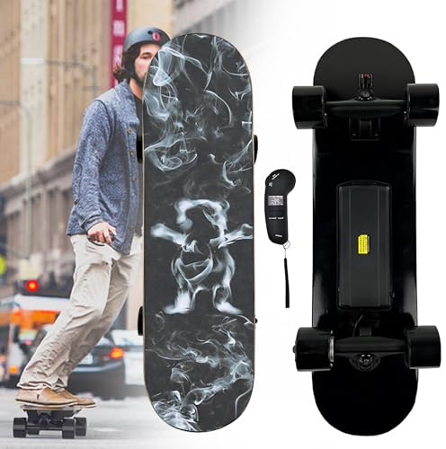 Giuggiolared Electric Skateboard with Remote, 15.5 Mph Top Speed, 9.3 Miles Range, Single/Dual Hub Motor, 4 Speed Modes, Smooth Braking, Skateboard for Adults ＆Teens D-Single-Motor