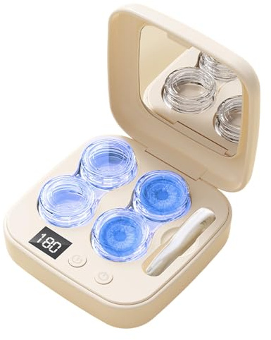 Contact Lens Cleaning Machine, Portable, ABS, Ultrasonic Contact Lens Cleaner, ContactLens Care Products, Hassle-Free, for Men Women Adults Home Travel Daily Monthly Yearly
