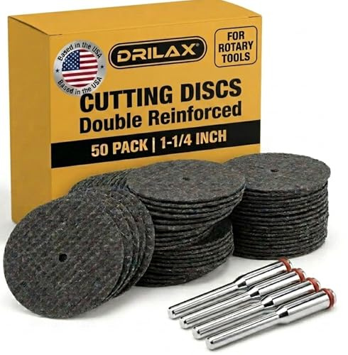 Fiberglass Reinforced Cut-Off Wheels 50 Pieces 32mm Diameter Abrasive Cutting Tool Disc with (4) 402 Mandrels Included Rotary Discs Compatible with Dremel 426 426b 3,2 cm