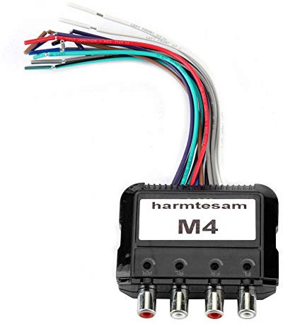 EBTOOLS para amplificador de enchufe de audio de coche Radio de coche de 4 canales, Subwoofer estéreo de 4 canales Convertidor de audio Hi-Low con cable de control para amplificador de potencia