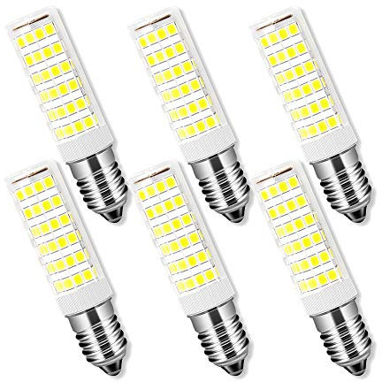 E14 LED Birnen 7W /650LM, Ersatz 65W Halogen Leuchtmittel, E14 Kaltweiß 6000K /AC 220-240V, LED Keramik Glühbirnen, Kühlschranklampe/Dunstabzugsh, Nicht Dimmbar, 6er Pack