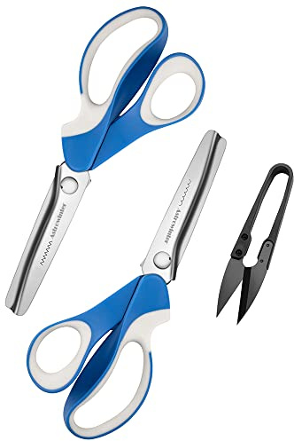 Pinking Shears Set (Pack of 2 PCS, Serrated & Scalloped Edges) by Astrowinter - Zig-zag Scissor for Fabric Leather & Paper - Pinking Dressmaking Sewing Scissors AW-002-A6