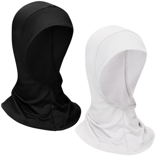 Boyiee 2 Gorros de Turbante Mujer Cubierta Completa de Hijab de Cuello Hiyab debajo de Gorra Estirable (Negro, Blanco)