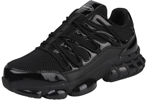 NIFOFISE Steel Toe Cap Trainers for Men Women, Lightweight Safety Trainers Work Shoes, Comfortable Breathable Non Slip Safety Boots, Air Cushion Protective Footwear for Construction Warehouse 42