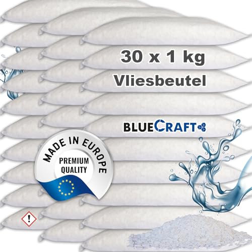 Bluecraft - 30x 1 kg Luft-Entfeuchter Granulat im Vliesbeutel Nachfüllpack Raumentfeuchter ohne Strom Feuchtigkeitskiller (30x 1kg)