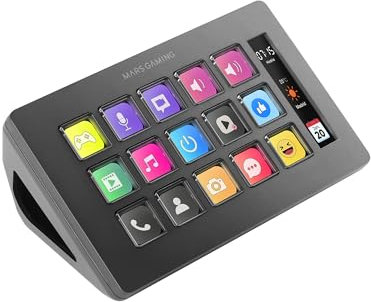 Mars Gaming MSD-ONE, Control Däck Slim, 15 Anpassningsbara LCD-Knappar, Förstorad LCD Skärm, Kontrollprogramvara och Plug-ins, Kompakt Control Däck Ergonomisk Slim Design, Windows och MacOS, Svart