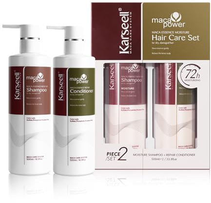 Karseell Hidratante Juegos de Champu Y Acondicionador, Maca Esencia Set de Cuidado Capilar para Seco y Dañado el Cabello Todo Tipo de Cabellos, 2 x 500ml