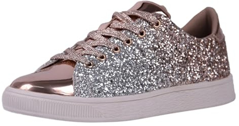 Dasongff Chaussures de Sport à Paillettes Femme Baskets OrthopéDiques à Plateforme Sneakers Métallisé Brillant Coussin d'air Plates Décontractées Baskets de Loisirs Larges Respirantes Tendance