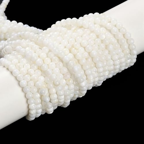 Ipotkitt, 1 filo di perle naturali d'acqua dolce coltivate bianche, 3 mm, forma sferica, per collane fai da te, braccialetti, orecchini, creazione di gioielli, artigianato