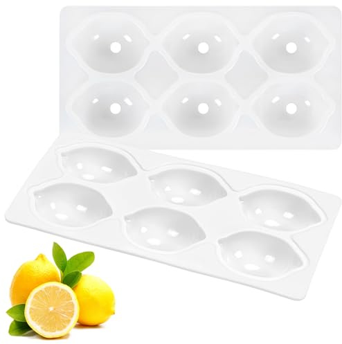 Vinuwu 6 moldes de silicona con forma de limón, 3D de limones, frutas para brownies, tartas de mousse, postres horneados, decoración de pasteles (blanco)