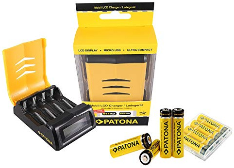 2in1-SET für die Nikon Coolpix A10 und B500 mit 4 Akkus (2200mAh) + Ladegerät mit LCD-Display