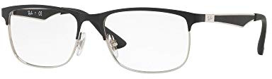 Ray-Ban Junior Kids' RY1052 Square Prescription Eyeglass Frames, Matte Black On Silver/Demo Lens, 49 mm