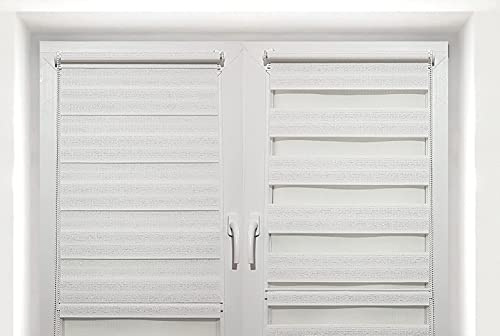 TROYAHOME® Doppelrollo Klemmfix Ohne Bohren Duo Rollo Fenster Rollo Easyfix (Silber Weiß, 100 x 150 cm (Stoffbreite 97 cm)