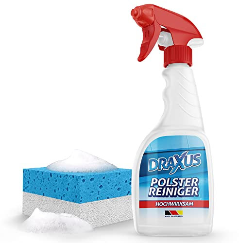 DRAXUS Profi Polsterreiniger (500ml) I Fleckenentferner inkl. Polsterschwamm für Auto, Sofa, Couch & mehr I Hochwirksamer Textilreiniger gegen hartnäckige Flecken