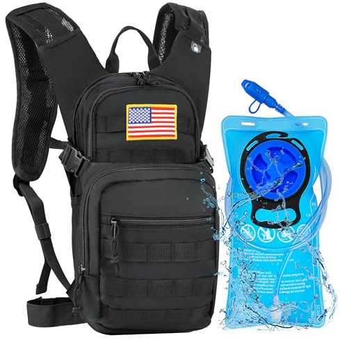 Hydration Backpack with 2L Water Bladder Tactical Molle Water Backpack for Men Women Hydration Pack for Hiking, Biking, Running and Climbing
