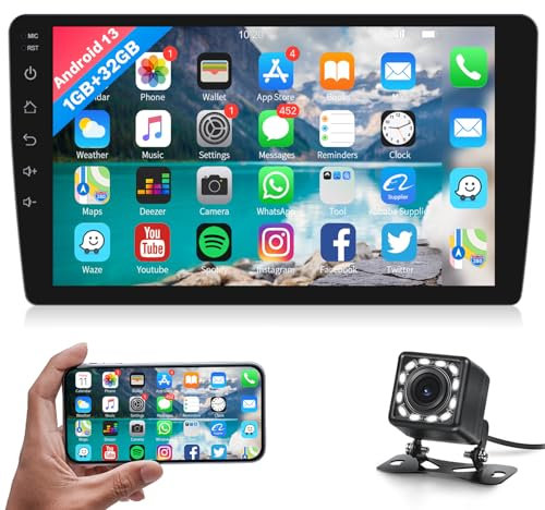 Hodozzy Autoradio 9 Zoll Android 32GB Navi Touchscreen Auto Stereo 2 Din mit Bluetooth GPS Navigation WiFi Autoradio mit Bildschirm Mirror Link FM RDS Radio Rückfahrkamera, USB, SWC Car Player