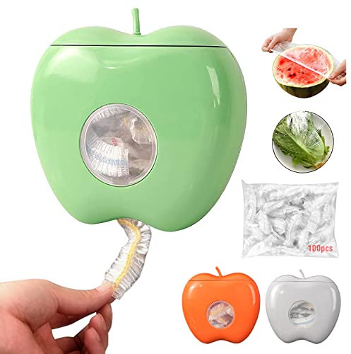 100 Pièces Film Alimentaire Reutilisable Couvercles élastiques pour stockage des aliments, rangement sac plastique, sacs de conservation en boîte de rangement en film plastique, fruits, aliments(vert)