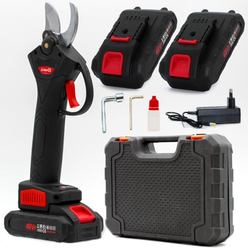 081 Store - Forbici Potatura con 2 Batterie da 48V, 2 ANNI DI GARANZIA, Comoda Valigetta, Cesoie Elettriche portatile