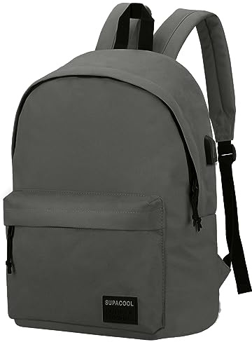 SUPACOOL Leichter Laptop Rucksack für Herren Damen, Schulrucksack mit USB Ladeanschluss für Jungen, Mädchen und Teenager, Rucksack Daypack für College