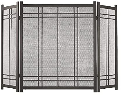 Fire Guard Pantalla Envolvente Independiente De 3 Pliegues, Protector contra Chispas para Chimenea, Pantalla contra Incendios De Hierro con Recubrimiento En Polvo con Rejilla Fina De Metal, Protector