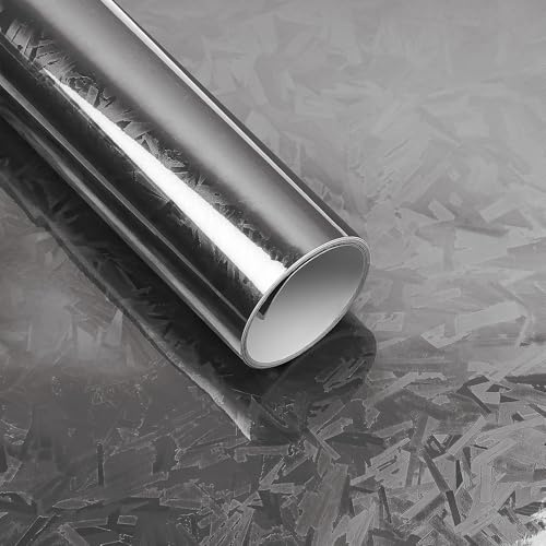Lypumso Forged Carbon Fiber Vinyl Wrap, Gloss Holographic Chrome Mirror Car Wrap Vinyl DIY Auto Sticker Decal Film Sheet with Bubble Free Air Release (Black, 1ft x 10ft)