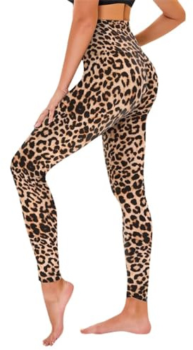 TNNZEET High Waist Leggings Damen Elastische Leggins Weiche Sporthose für Sport Gym,Leopard,3XL